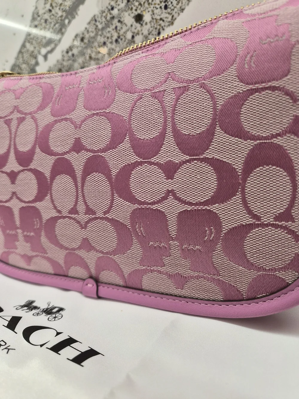 Brain Dead x Coach Signature Jacquard Twin Turnlock Waverly Bag in Fuchsia - Picture 3 of 13